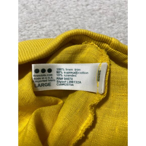 Anthropologie Wide‎ Leg Linen Cropped Pants Women L Yellow Pom Pom Trim Pull On - Picture 8 of 12